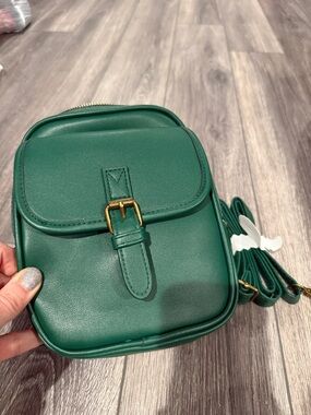 Green Mini Crossbody Bag with Buckle Detail